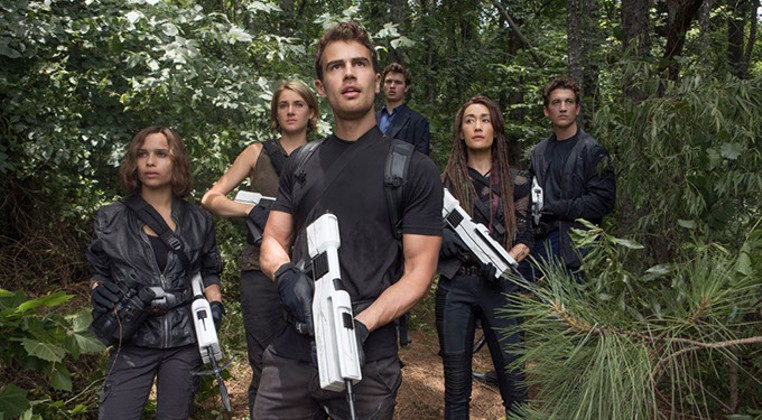 From left Christina (Z&ouml;e Kravitz), Tris (Shailene Woodley), Caleb (Ansel Elgort), Four (Theo James), Peter (Miles Teller) and Tori (Maggie Q) in The Divergent Series: Allegiant &#151;&nbsp;Part 1. (Murray Close / Summit / Provided)