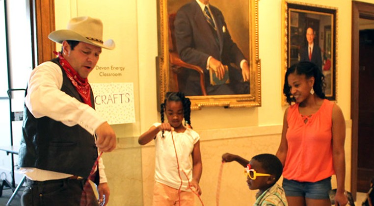 Children learn roping skills during a themed See You Saturdays event hosted at Oklahoma Hall of Fame. (Provided)