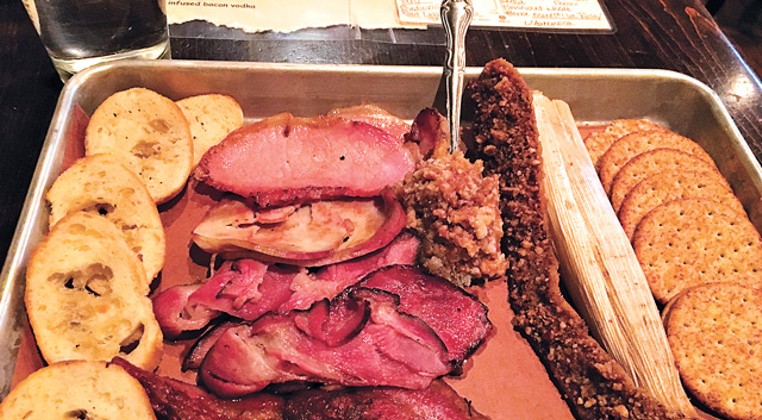 The bacon sampler includes eight versions of smoked pork, including bacon jam. (Photo Jacob Threadgill)