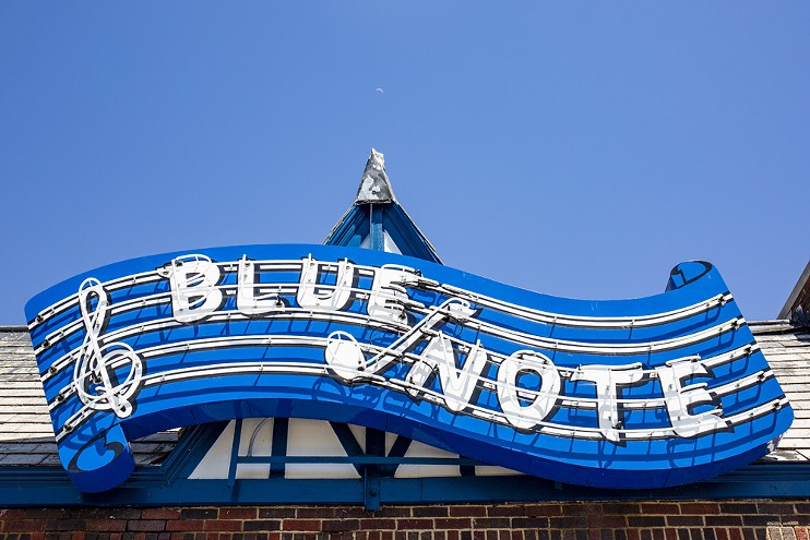 The Blue Note sign has been restored and returned to the building.