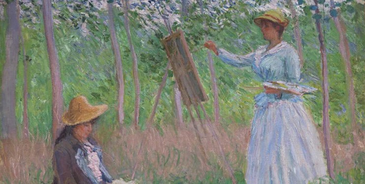 Claude Monet, In the Woods at Giverny: Blanche Hoschedé at Her Easel with Suzanne Hoschedé Reading