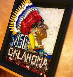 Artist Shel Wagner pieced together artwork from loose odds and ends in her Cowboys & Caboodles sale
