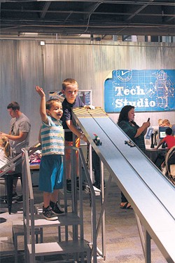 The raceway lets visitors test their new Lego vehicles in the Kid Inventor exhibit at Science Museum Oklahoma. | Photo Science Museum Oklahoma / Provided