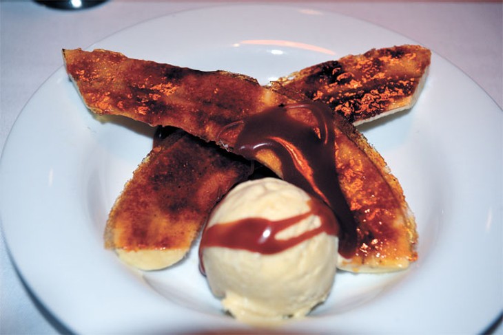 The bananas Foster split is served with house- made caramel and brown butter ice cream. | Photo Jacob Threadgill