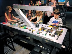 Children use Legos in experiments in the Kid Inventor exhibit at Science Museum Oklahoma. | Photo Science Museum Oklahoma / provided