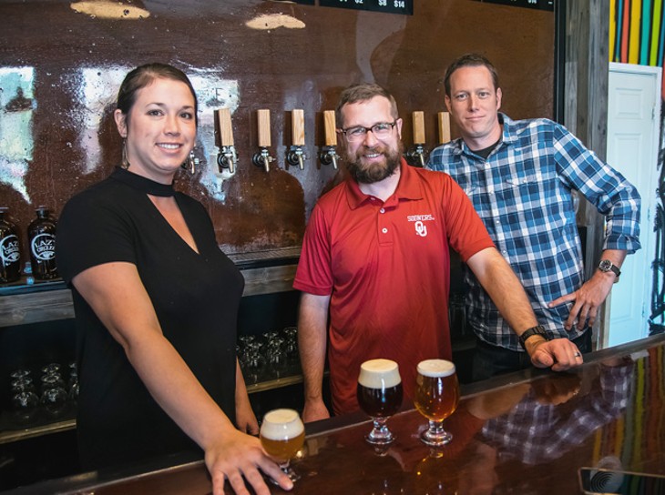 from left Holly and Stephen Swanson, with co-owner Stephen Basey, are keeping it simple and strong at Norman&#146;s Lazy Circles Brewing. (Photo Mark Hancock)