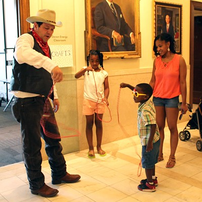 Children learn roping skills during a themed See You Saturdays event hosted at Oklahoma Hall of Fame. (Provided)